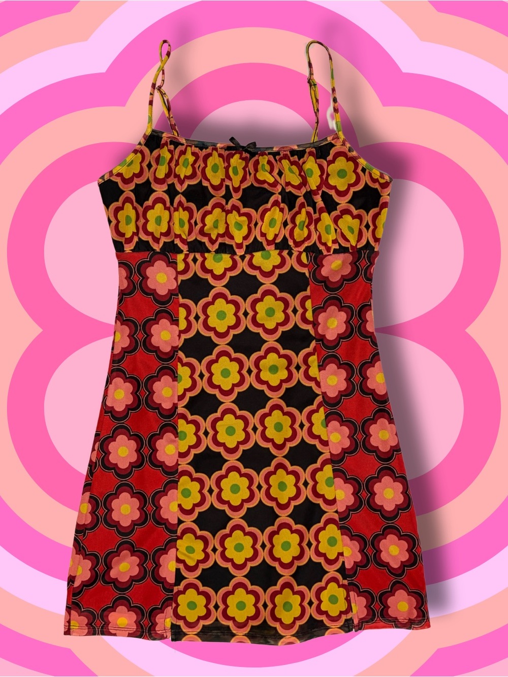 Forever 21 Groovy Retro Floral Mini Dress | 70s Vibes | Size M | Very Good